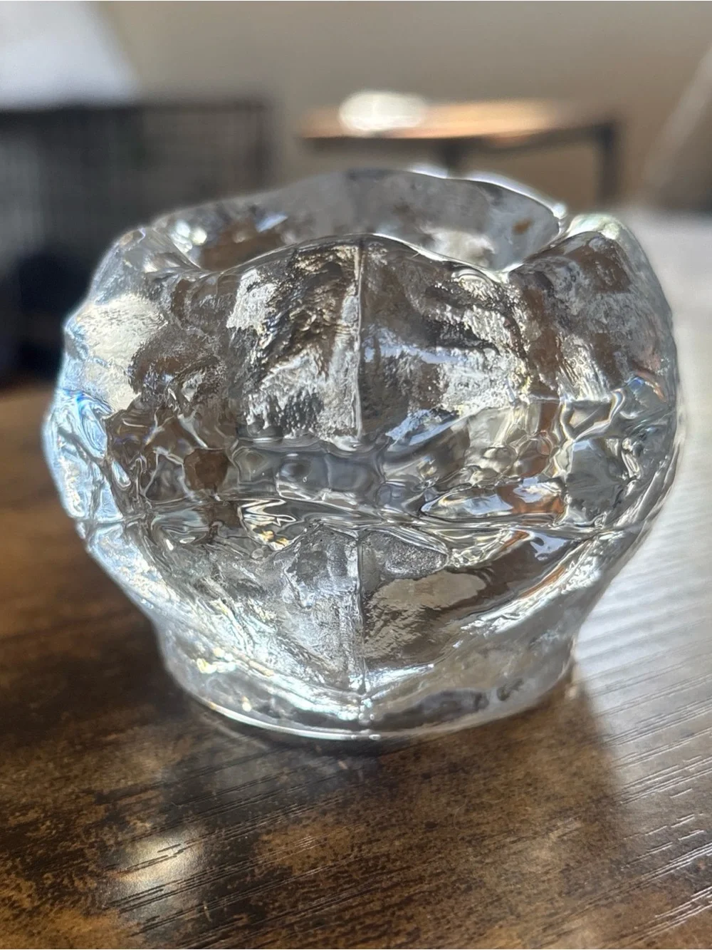 Kosta BODA Crystal SNOWBALL Votive Candle Holder Ann Warff SWEDEN